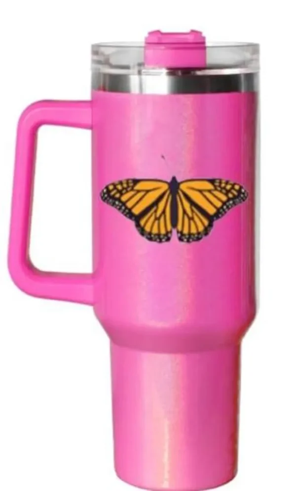 40 oz sublimation shimmer- color blank tumbler with handle and straw. stainless steel double wall vacuum insulated travel mug. - Image 2