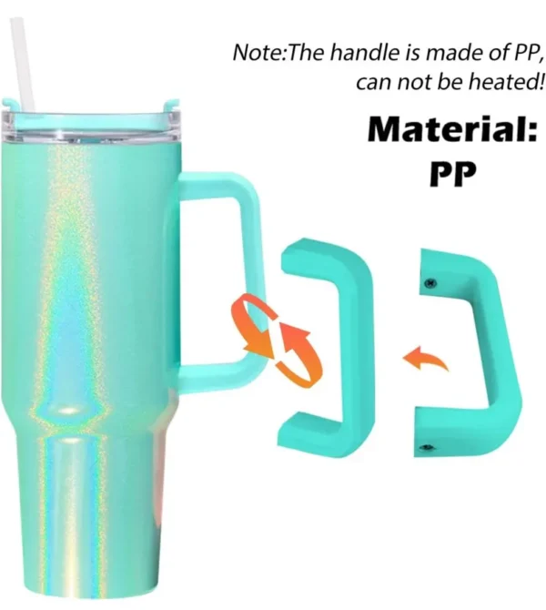 40 oz sublimation shimmer- color blank tumbler with handle and straw. stainless steel double wall vacuum insulated travel mug. - Image 3