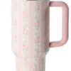 Stanley Dupes LoveShack fancy Quencher Inspired Tumbler 40oz, H2O tumbler without logo Gift with a straw and a box